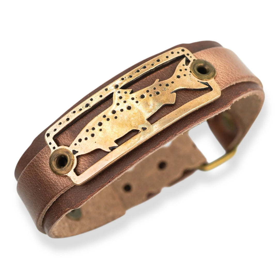 Sight Line Provisions Stargazer Trout Bronze &amp; Leather Bracelet