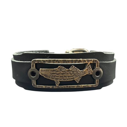 Sight Line Provisions Striped Bass Bronze &amp; Leather Bracelet