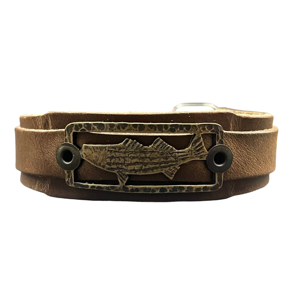 Sight Line Provisions Striped Bass Bronze & Leather Bracelet