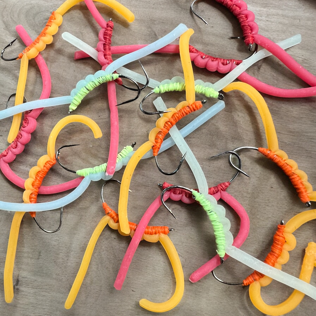 Scatola 100 Wormy Squirmy Worm Mosche 24 Per Scatola Con Vermi Scatola 100 Wormy Squirmy Worm Mosche 24 Per Scatola Con Vermi