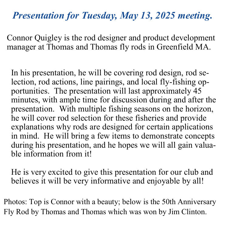 SE MA TU May Meeting featuring Connor Quigley (Tuesday May 13th)