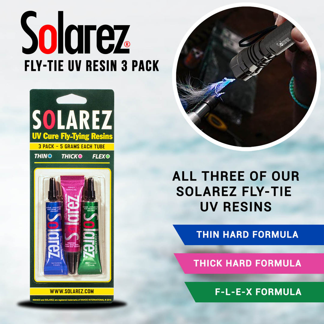 SOLAREZ Fly Tie UV Cure Resin - Thin Hard Formula (2 oz) Fly Tying, Fly  Fishing, UV Cure Resin ~ Build Fly Heads and Bodies, Non Yellowing! ~ Easy  to